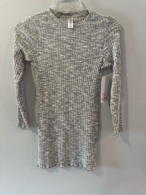 90 Degree By Reflex Girls Heather Gray Ribbed Cotton Knit Dress M(10)